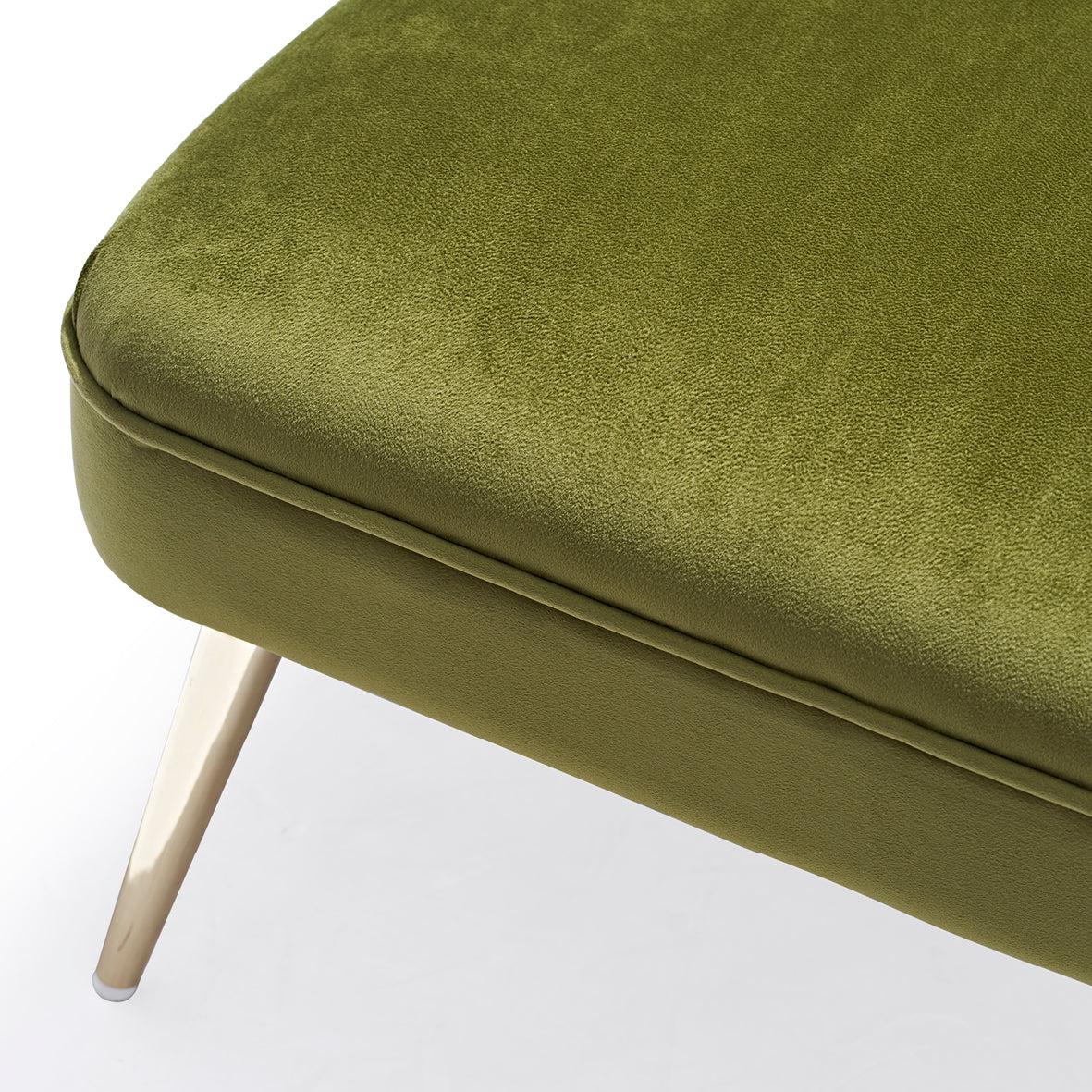 Vintage Green, Beautiful Velvet Quince Chaise, gold-plated legs