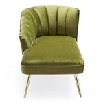 Vintage Green, Beautiful Velvet Quince Chaise, gold-plated legs